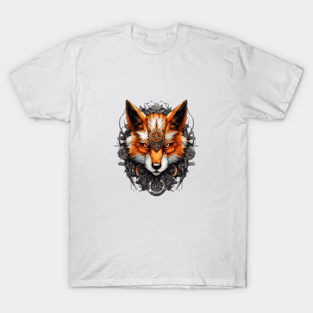 Metallic Fox Face Transformative T-Shirt: Unleash Your Inner Fox T-Shirt by Macotico